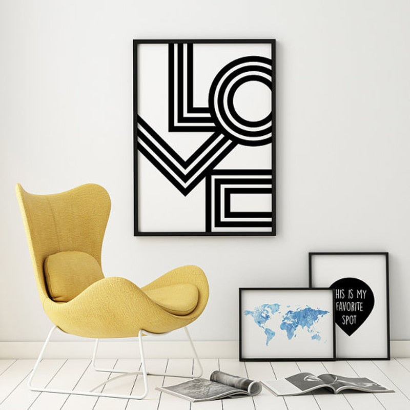 Minimalist Love Wall Art for Modern Bedroom Decor