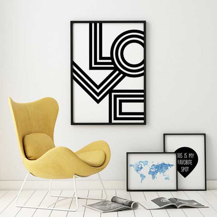 Minimalist Love Wall Art for Modern Bedroom Decor