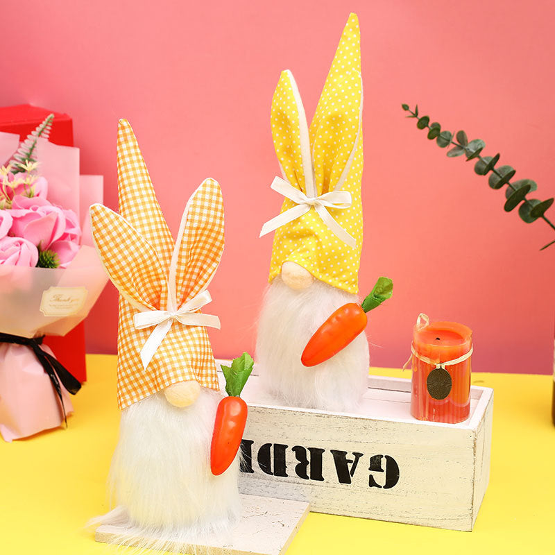 Vintage Rabbit Ornaments — Playful Easter Gnome Pair
