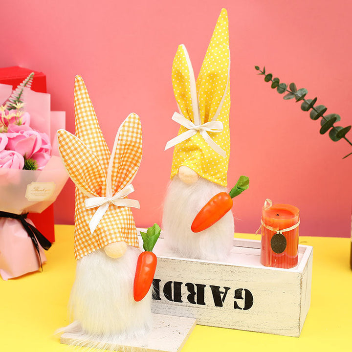 Vintage Rabbit Ornaments — Playful Easter Gnome Pair