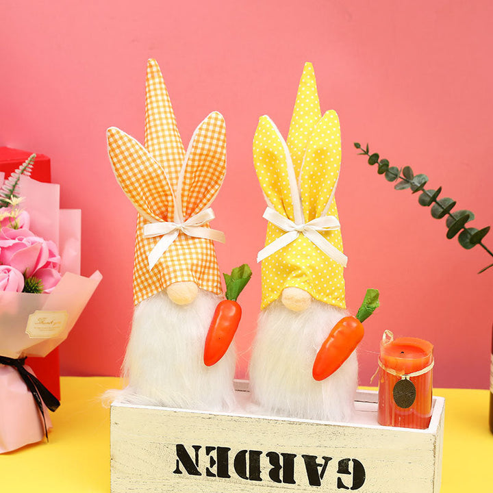 Vintage Rabbit Ornaments — Playful Easter Gnome Pair