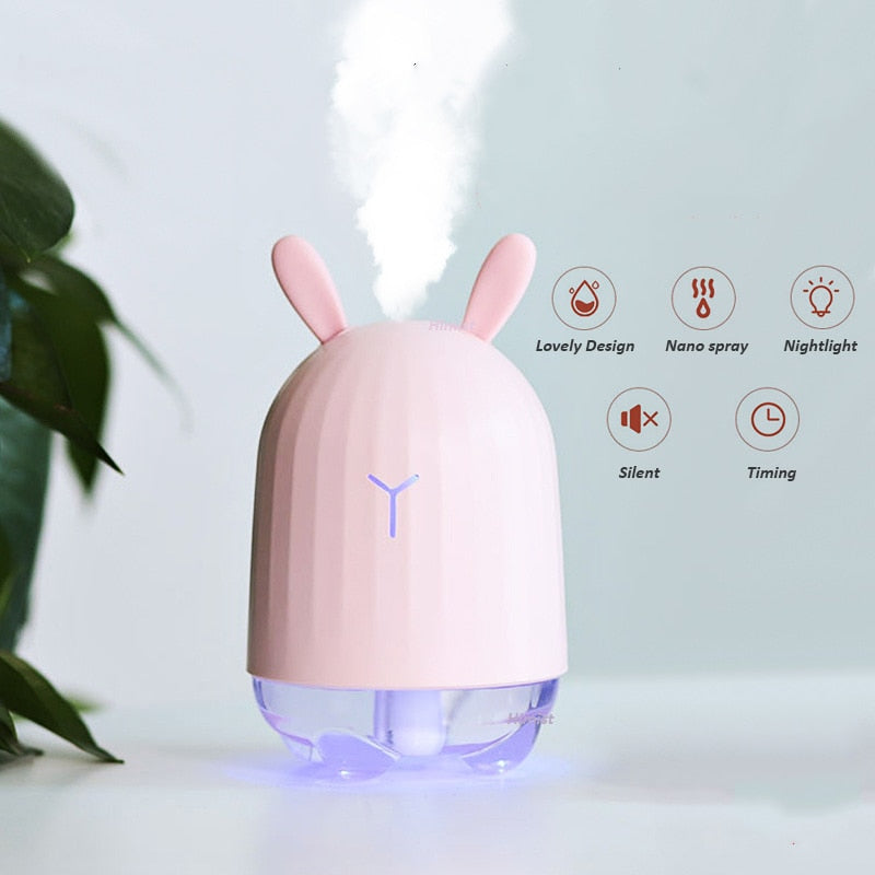 Rabbit Mini Humidifier USB Desk Diffuser with Night Light
