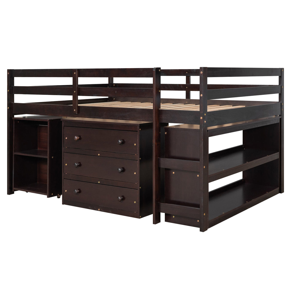Full Loft Bed with Desk and Drawers for Small Rooms