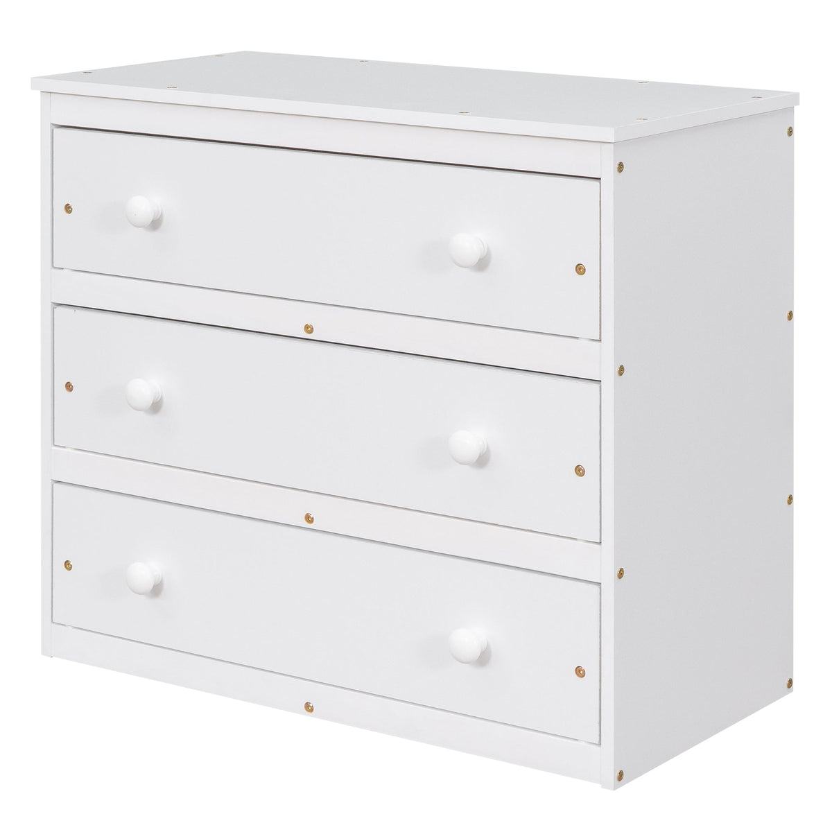Low Kids Loft Bed with Drawers, Shelves & Desk, White
