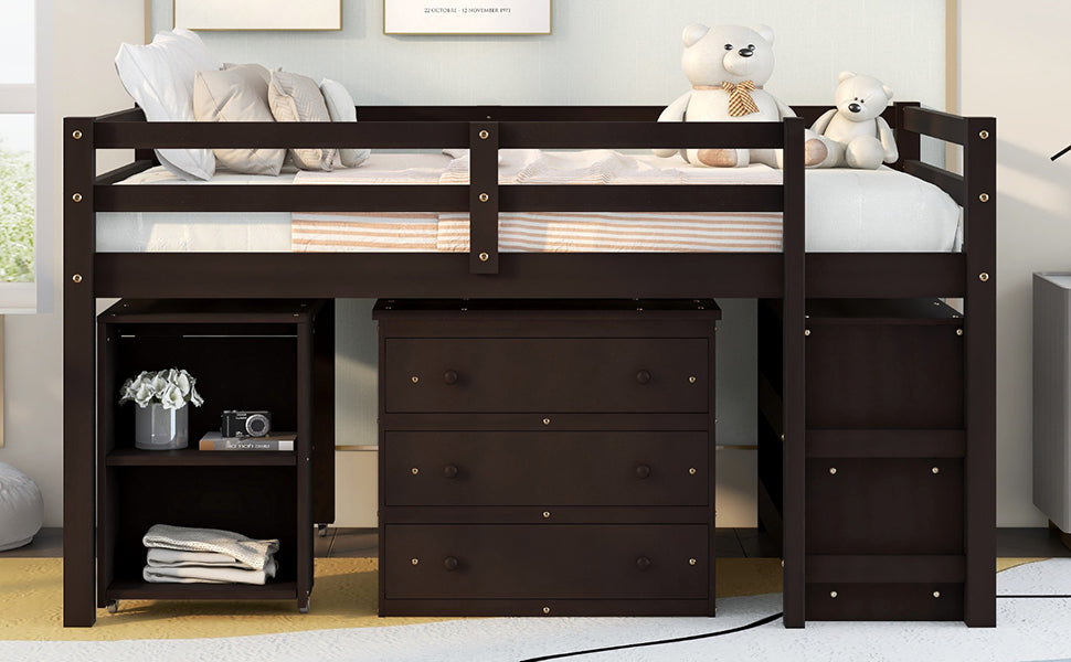 Full Loft Bed with Desk and Drawers for Small Rooms