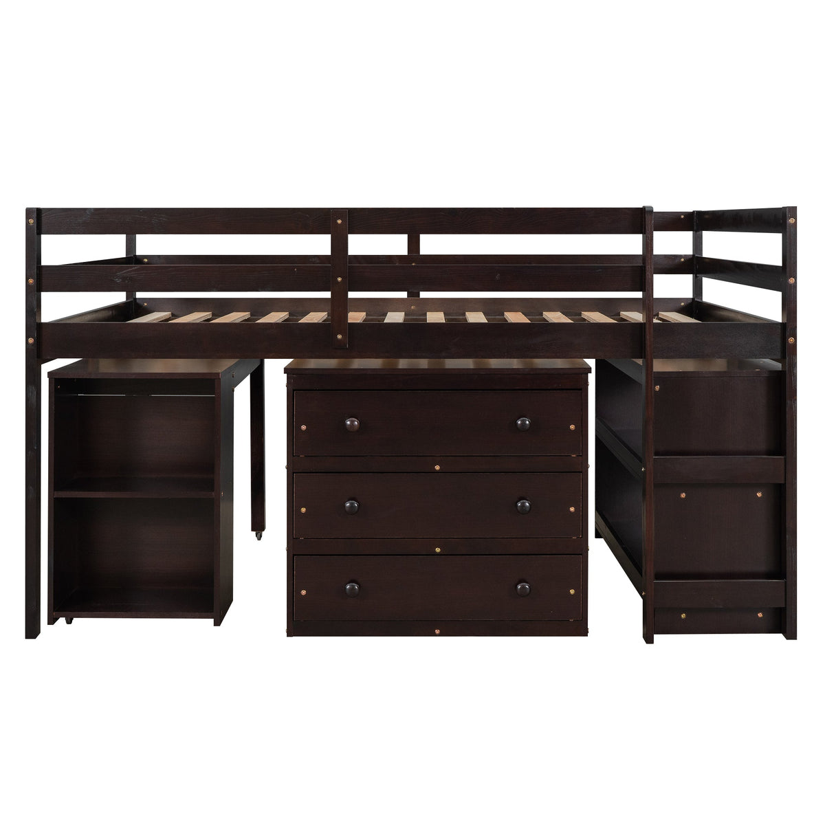 Full Loft Bed with Desk and Drawers for Small Rooms