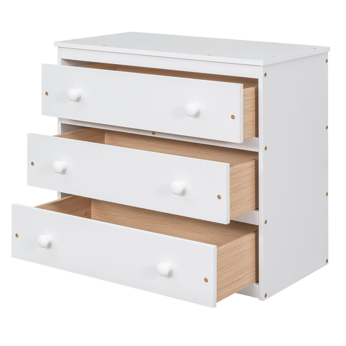 Low Kids Loft Bed with Drawers, Shelves & Desk, White