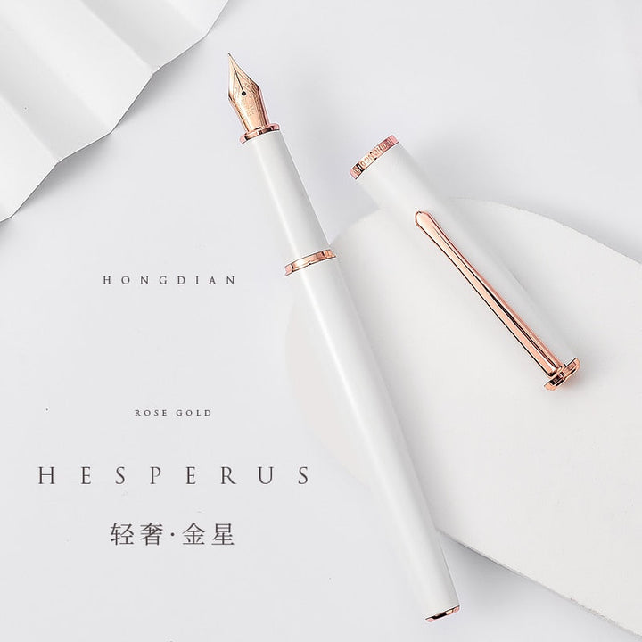 Rose Gold Fountain Pen with Fine Nib for Office and Gifts