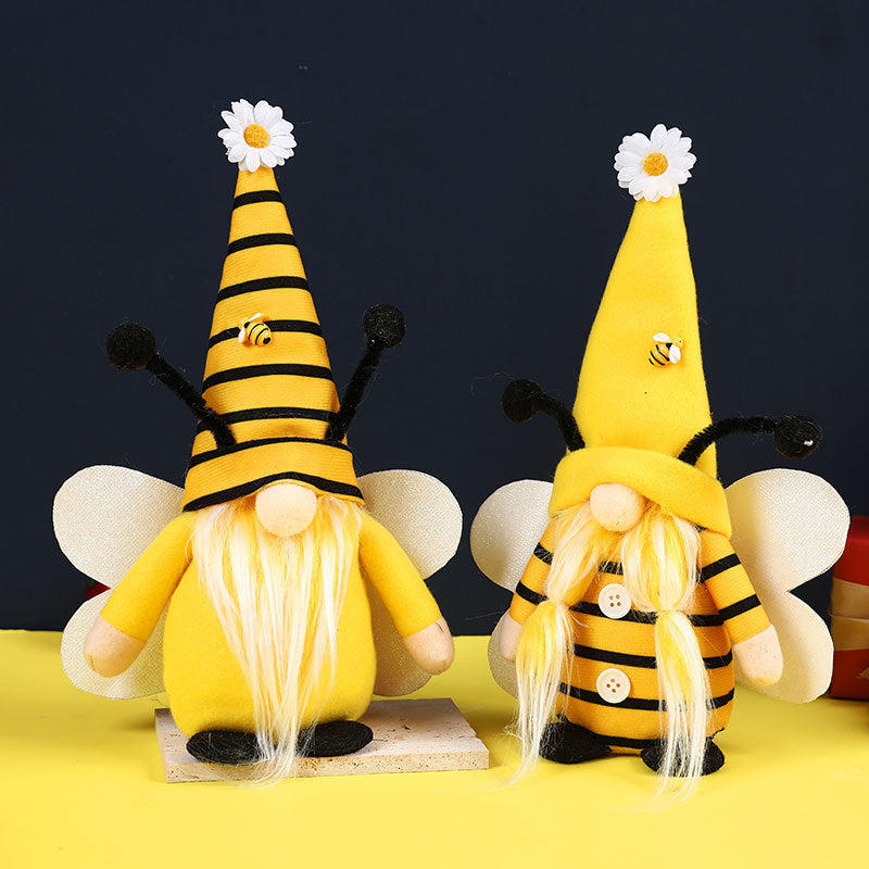 Bee Gnome Decorations Pair for Whimsical Holiday Decor