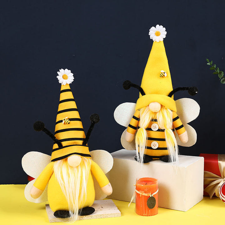 Bee Gnome Decorations Pair for Whimsical Holiday Decor
