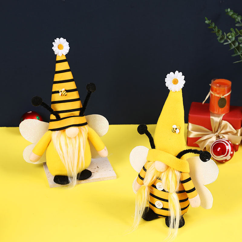 Bee Gnome Decorations Pair for Whimsical Holiday Decor