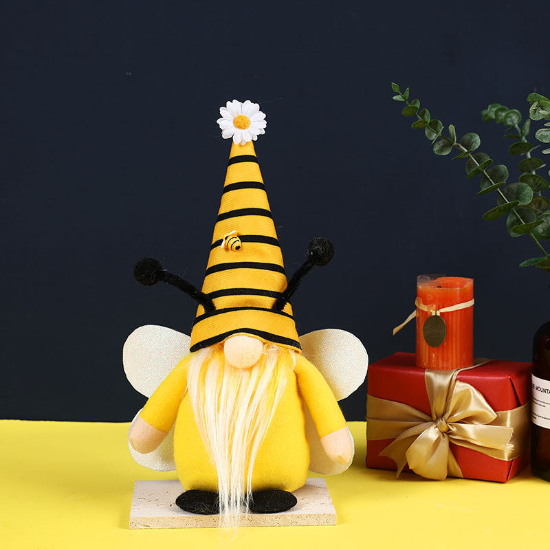 Bee Gnome Decorations Pair for Whimsical Holiday Decor