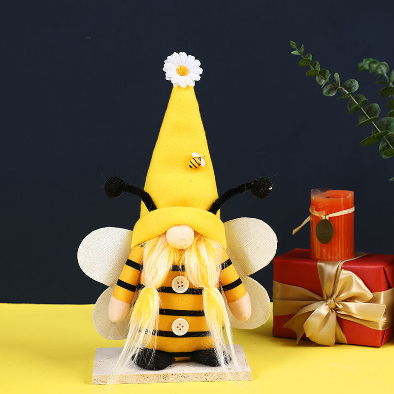 Bee Gnome Decorations Pair for Whimsical Holiday Decor