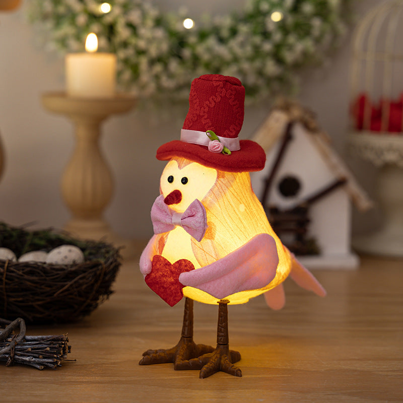 Bird Desktop Ornament — Warm Christmas Tabletop Glow