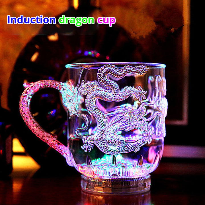 LED Light Up Dragon Cup: Glowing Rainbow Acrylic Mug