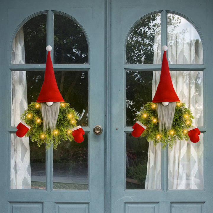 Illuminated Santa Christmas Wreath Door Decoration