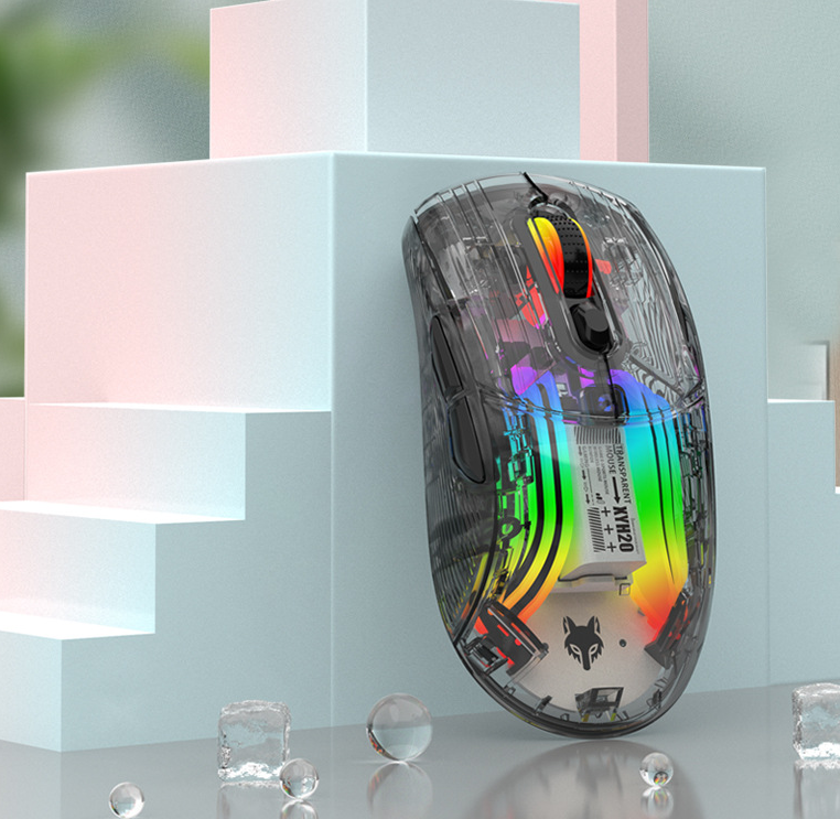 Transparent RGB Wireless Gaming Mouse with Glowing Lights