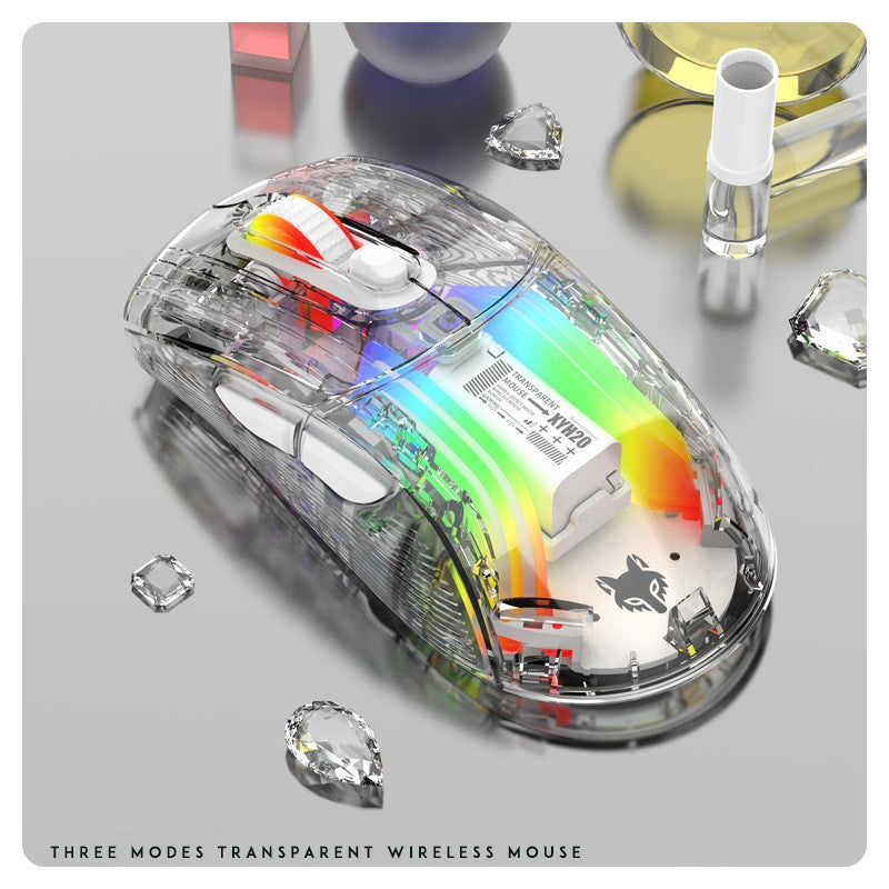 Transparent RGB Wireless Gaming Mouse with Glowing Lights