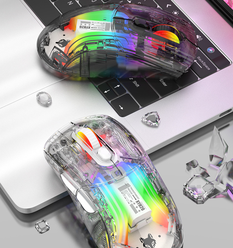 Transparent RGB Wireless Gaming Mouse with Glowing Lights