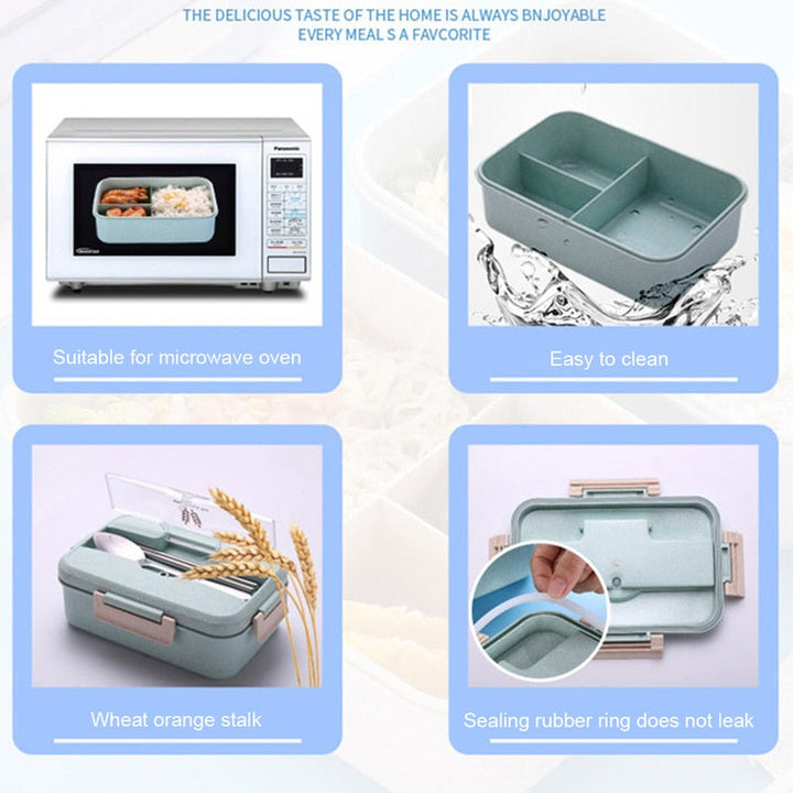 Bento Lunch Box With Leak-Resistant Meal Compartments