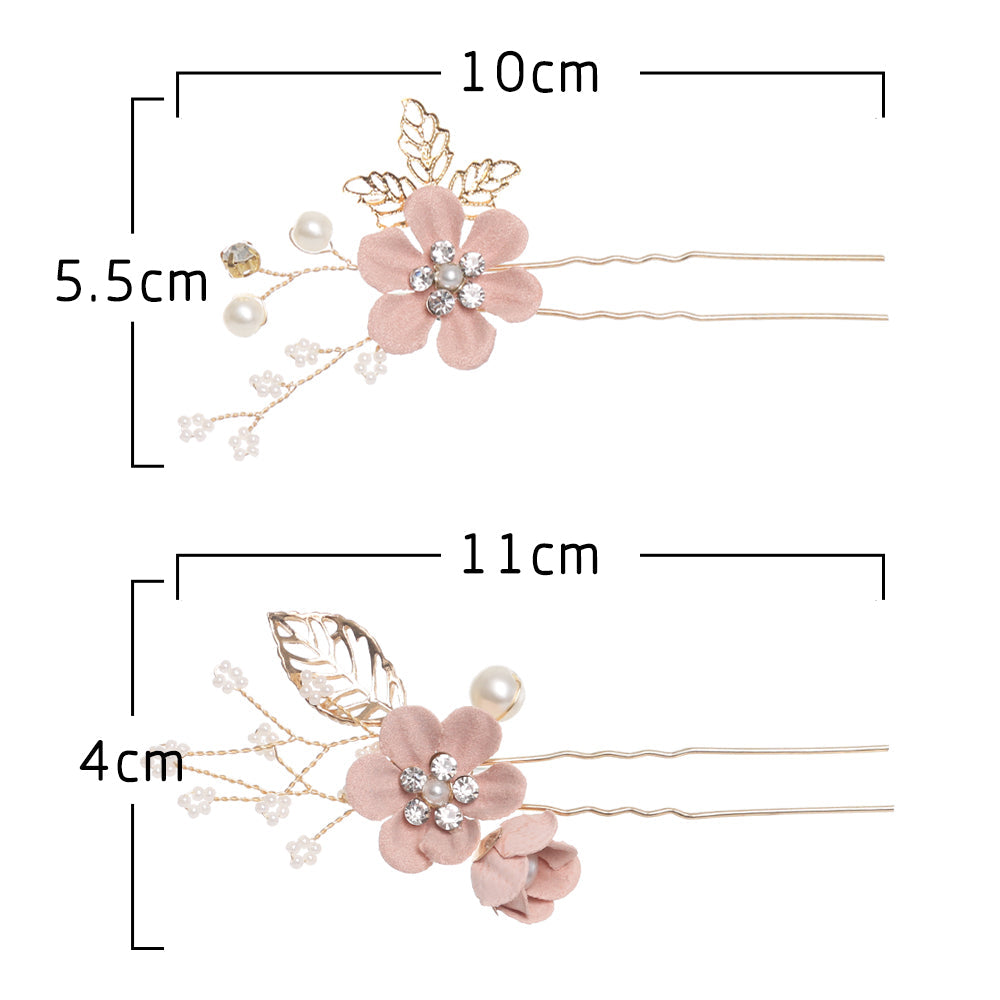 Blue Flower Bridal Hair Comb with Gold Filigree Leaves