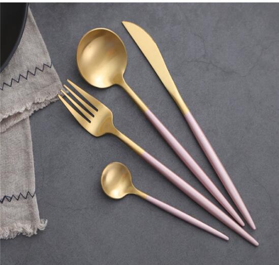 Matte Gold Stainless Steel Flatware Set, 4 Piece