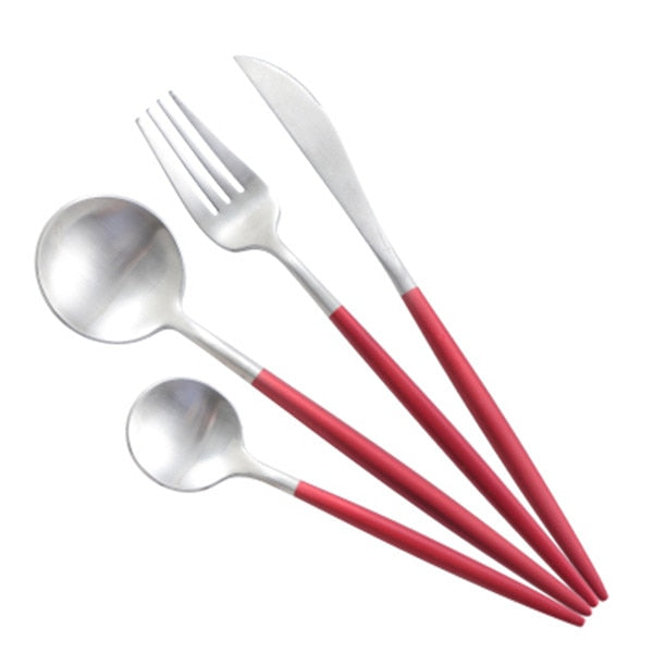Matte Gold Stainless Steel Flatware Set, 4 Piece