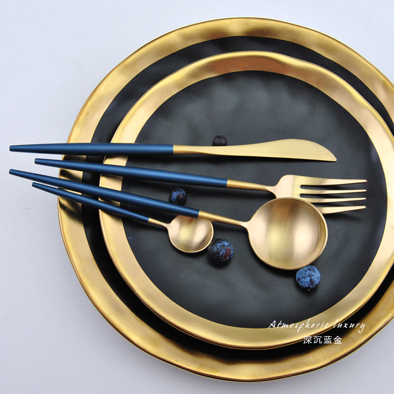 Matte Gold Stainless Steel Flatware Set, 4 Piece