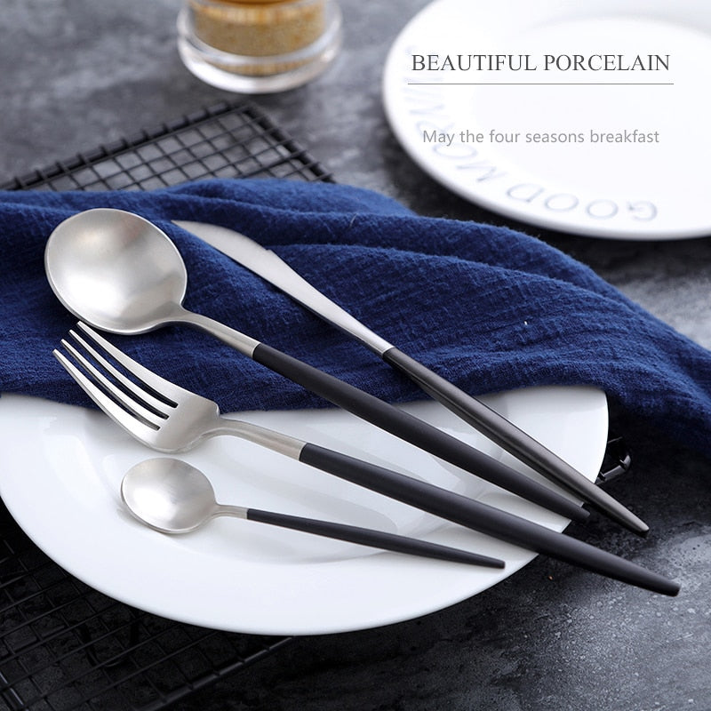Matte Gold Stainless Steel Flatware Set, 4 Piece