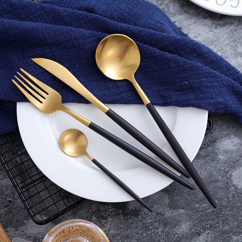 Matte Gold Stainless Steel Flatware Set, 4 Piece
