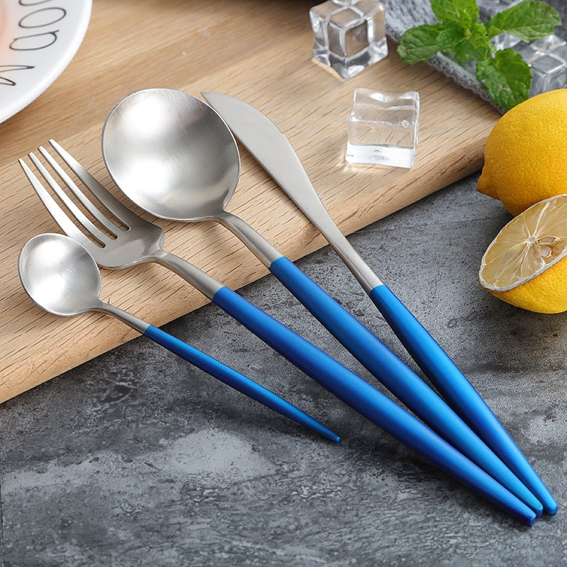 Matte Gold Stainless Steel Flatware Set, 4 Piece