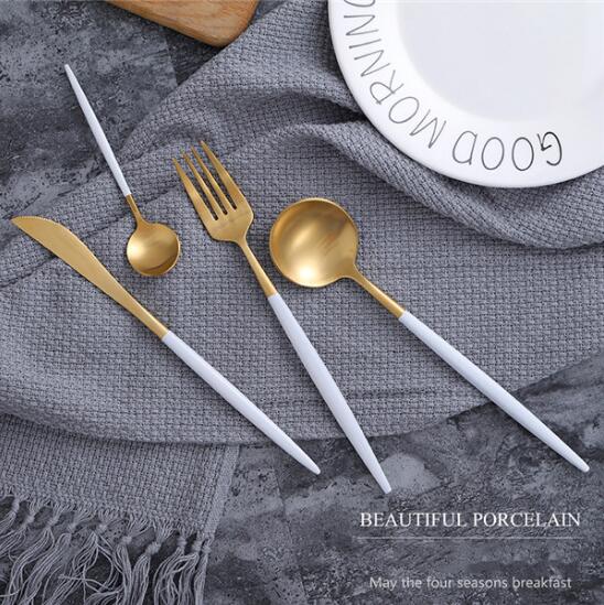 Matte Gold Stainless Steel Flatware Set, 4 Piece