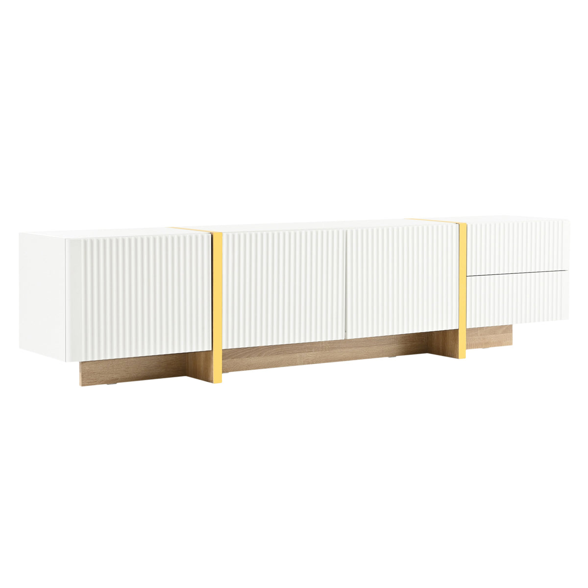 Luxury Fluted TV Stand for 80-Inch TVs with Storage