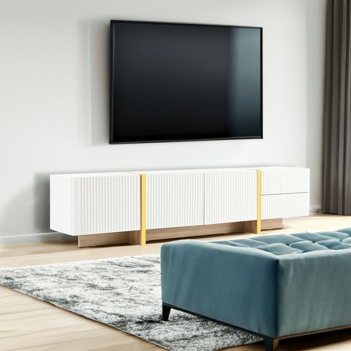 Luxury Fluted TV Stand for 80-Inch TVs with Storage