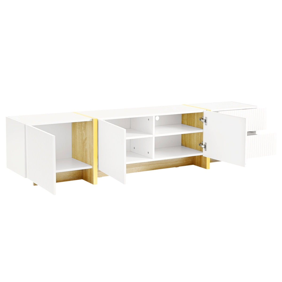 Luxury Fluted TV Stand for 80-Inch TVs with Storage