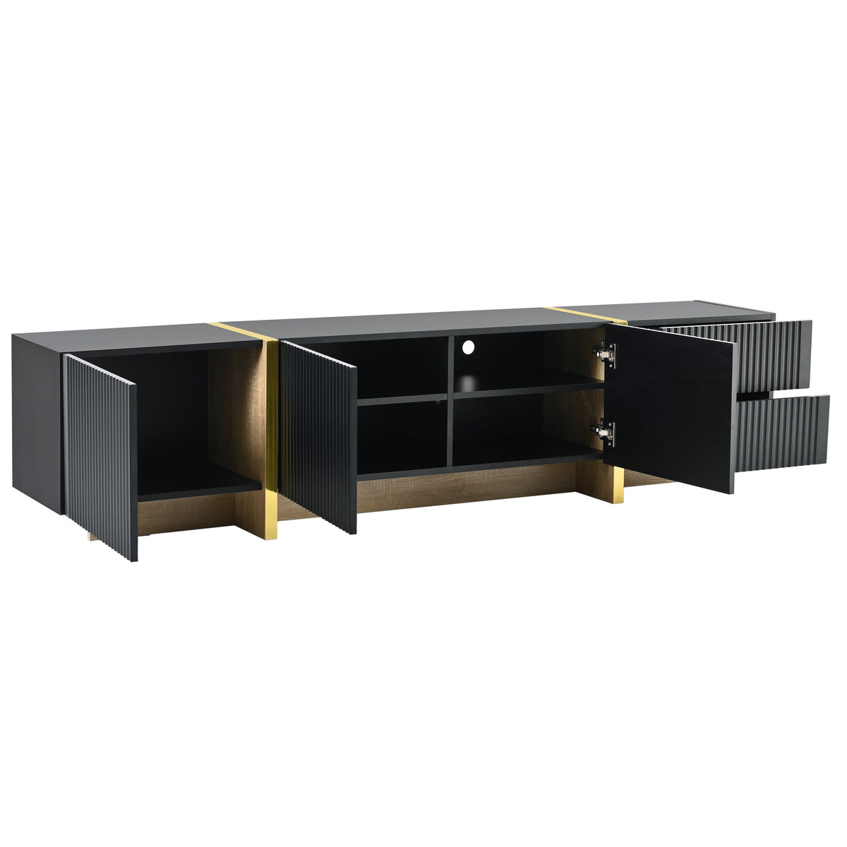 Fluted TV Stand with Storage for TVs Up to 80 Inches