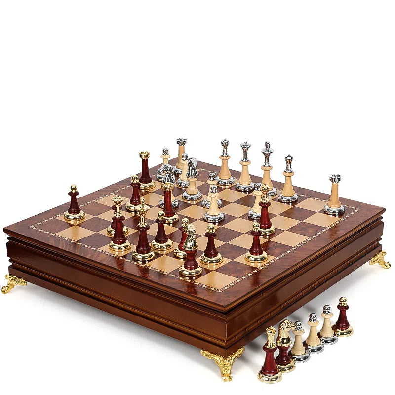 Luxury Wooden Chess Set with Built-In Piece Storage