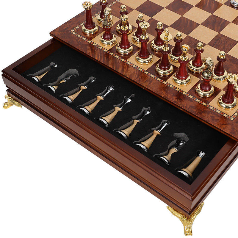 Luxury Wooden Chess Set with Built-In Piece Storage