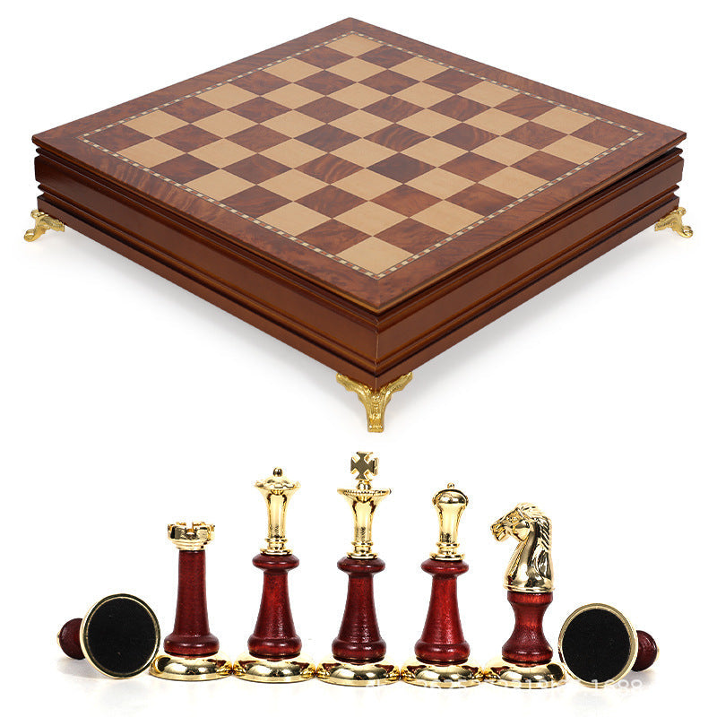 Luxury Wooden Chess Set with Built-In Piece Storage
