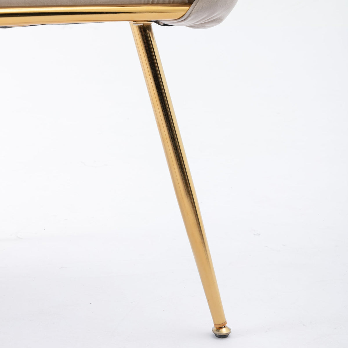 Beige Velvet Accent Chair with Gold Frame for Bedroom