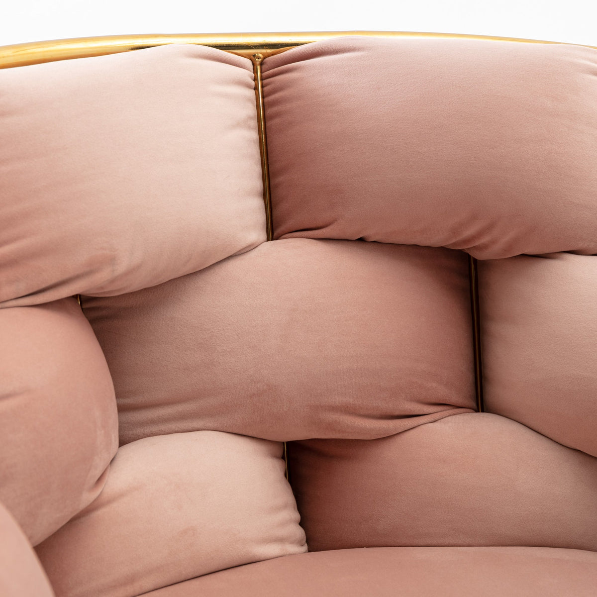Pink Velvet Tufted Accent Chair with Gold Legs Set