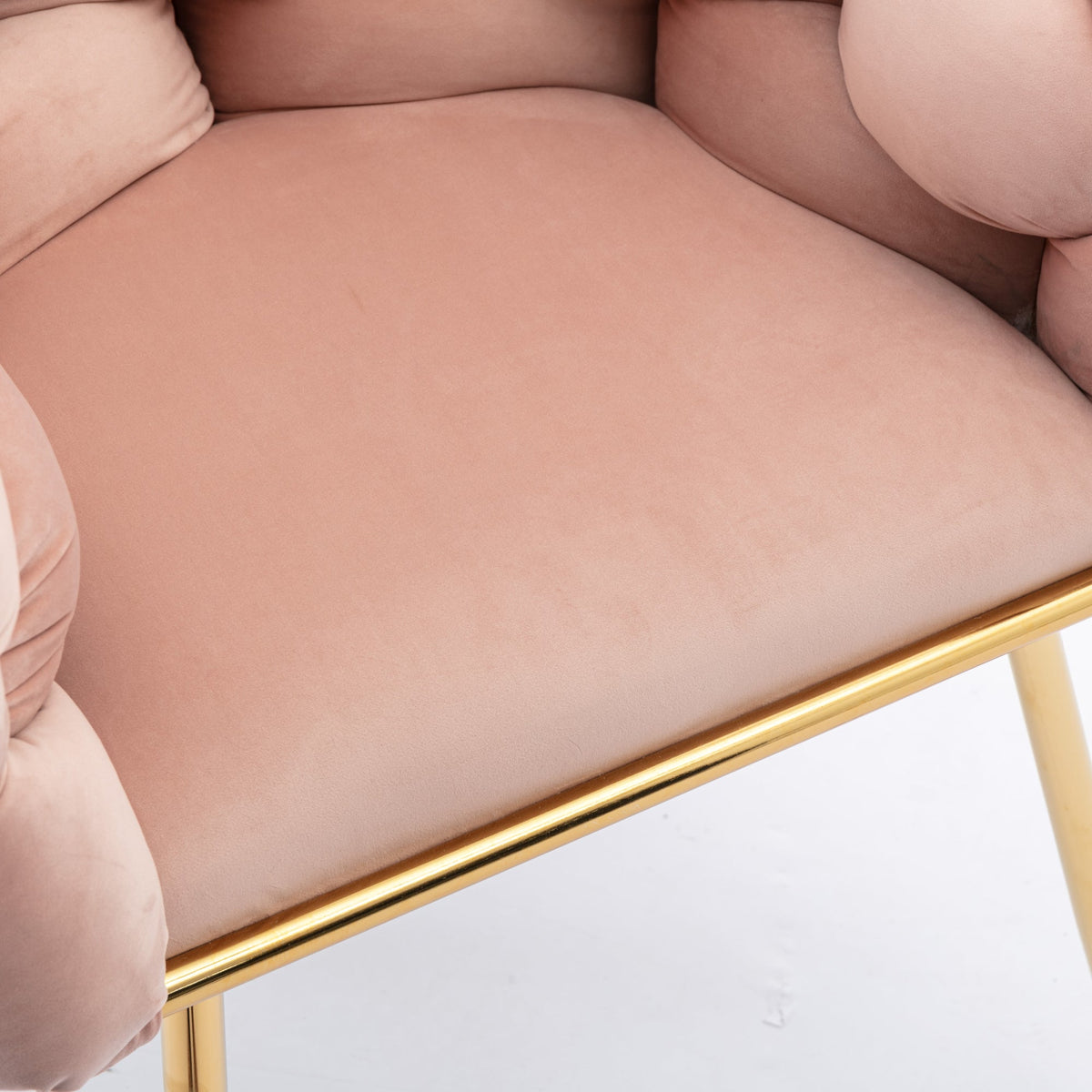 Pink Velvet Tufted Accent Chair with Gold Legs Set