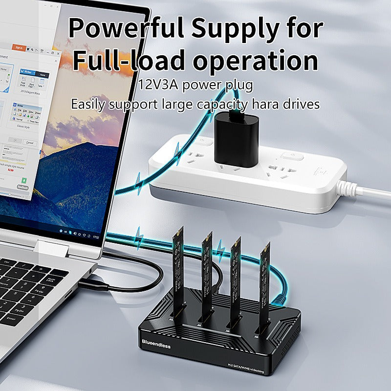 M.2 NVMe SATA SSD Dock for 4 Drives, USB 3.2 10Gbps