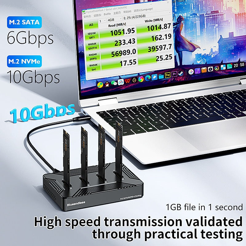 M.2 NVMe SATA SSD Dock for 4 Drives, USB 3.2 10Gbps