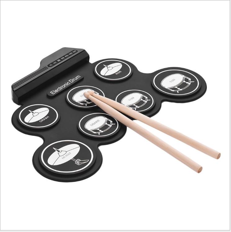 Portable Electronic Drum Kit With 7 Silicone Drum Pads