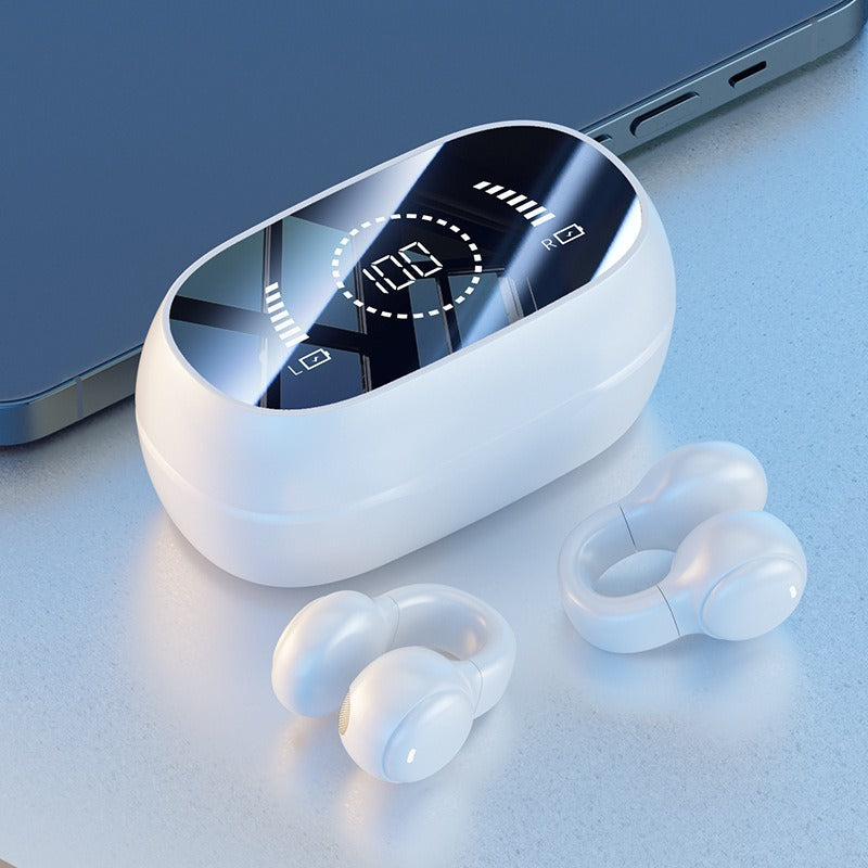 Open-Ear Clip Wireless Earphones with LED Battery Display