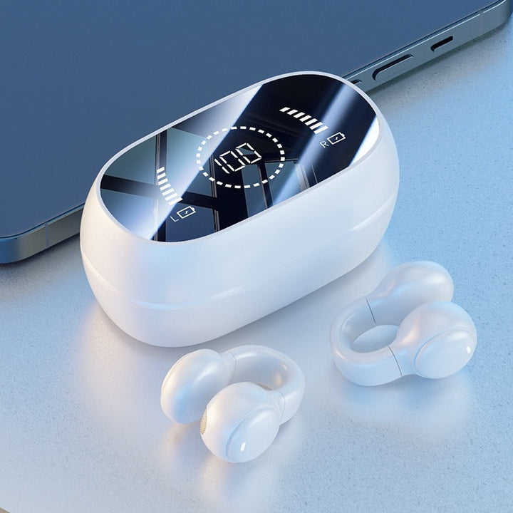 Open-Ear Clip Wireless Earphones with LED Battery Display