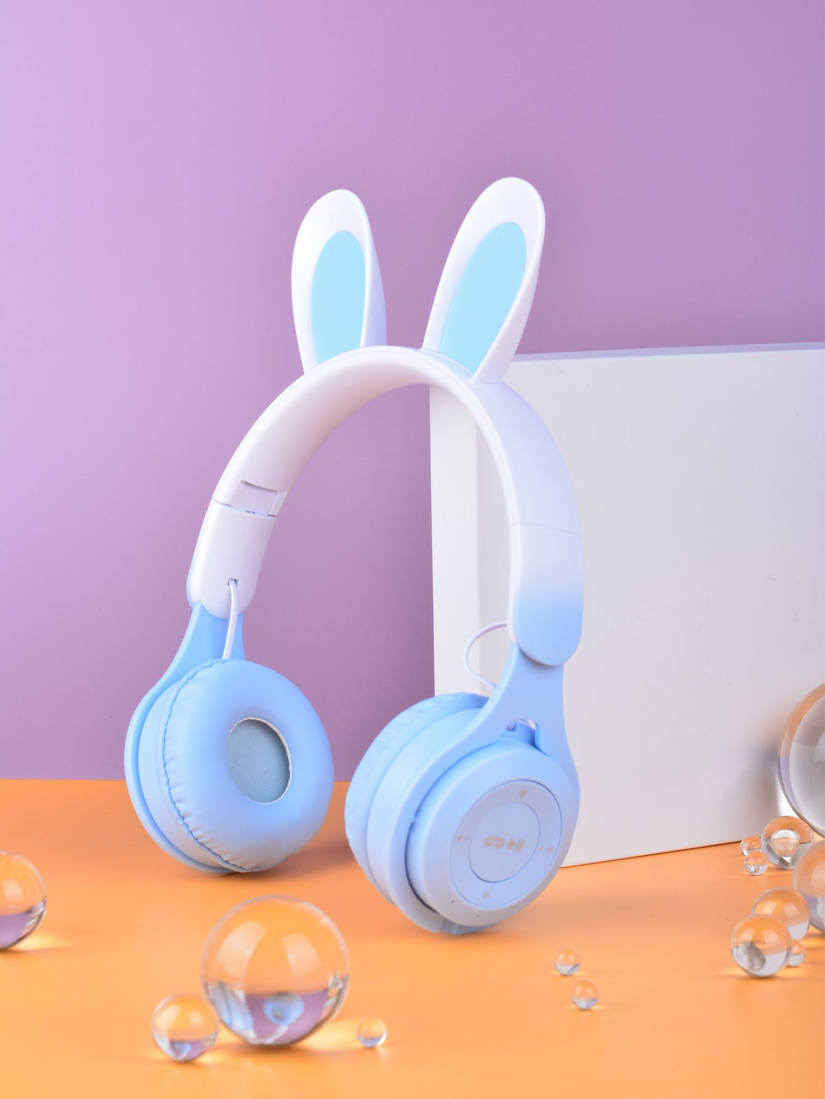 Kids Wireless Headset with Glowing Rabbit Ears for Classes