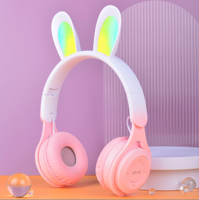 Kids Wireless Headset with Glowing Rabbit Ears for Classes