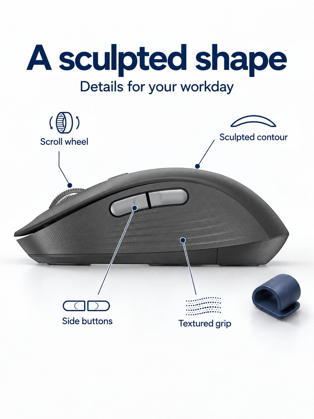 Quiet Ergonomic Wireless Mouse for Home Office Work
